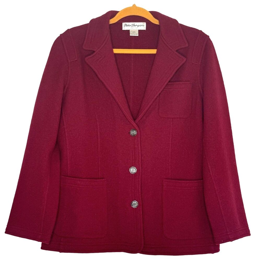 Norm Thompson Petite Womens Wool Peacoat Jacket Coat Red PXS